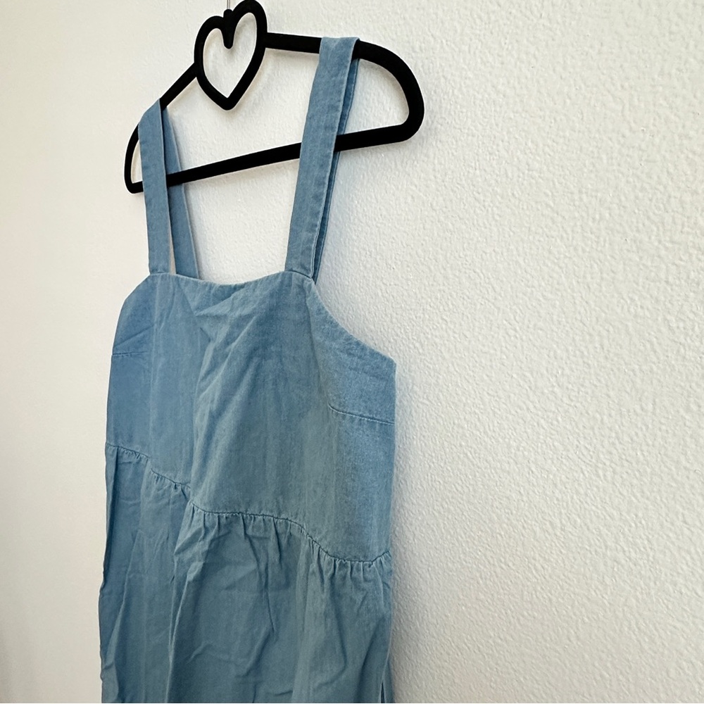 Quicksilver Blue Chambray Frayed Hem Tiered Midi Dress Size Various - Picture 5 of 10